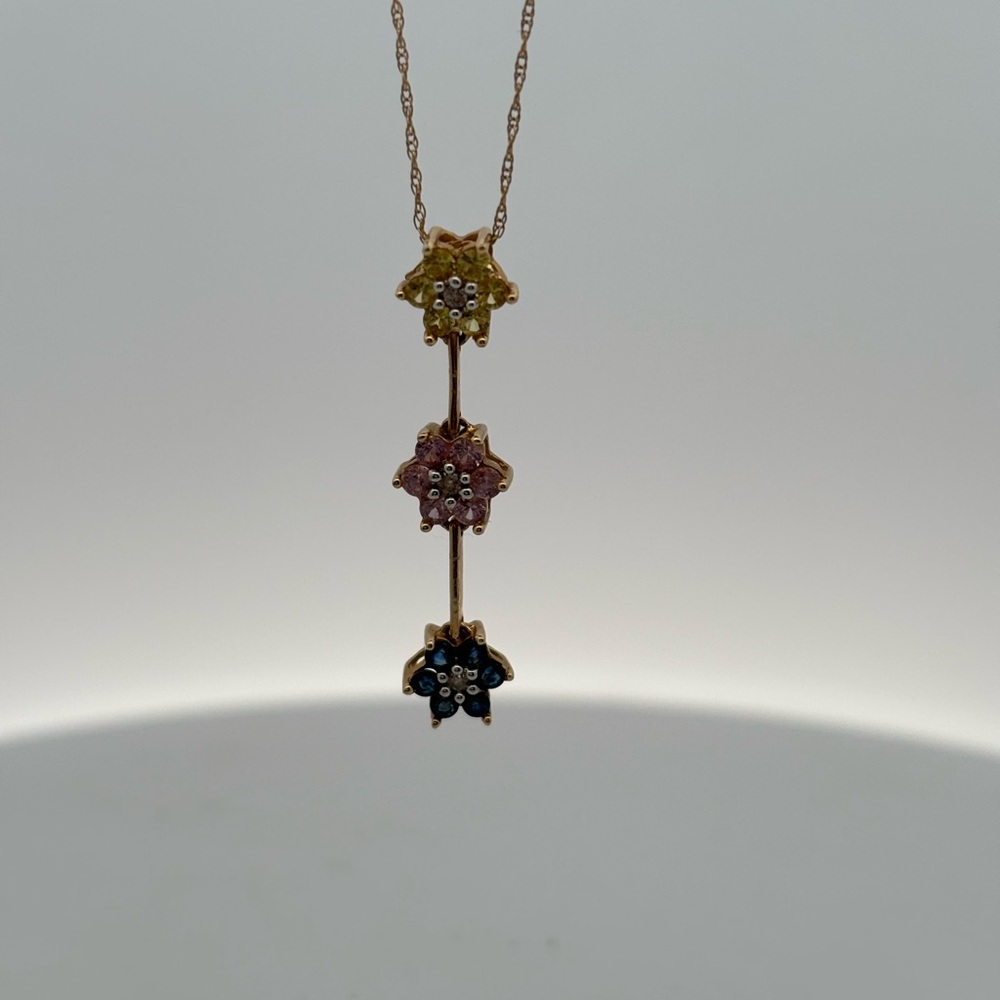 14k Gold Flower Drop Necklace